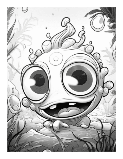 Free Bugged Eyed Smiling Monster Coloring Page