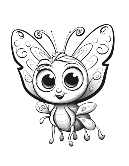 Cute butterfly friend coloring sheet for children
