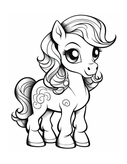 Free Cartoon Horse Coloring Page for Kids