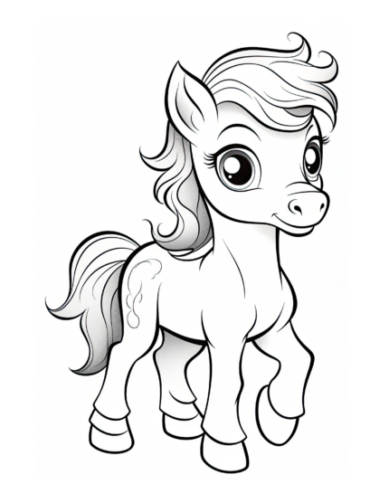 Free Cartoon Horse Coloring Page 17