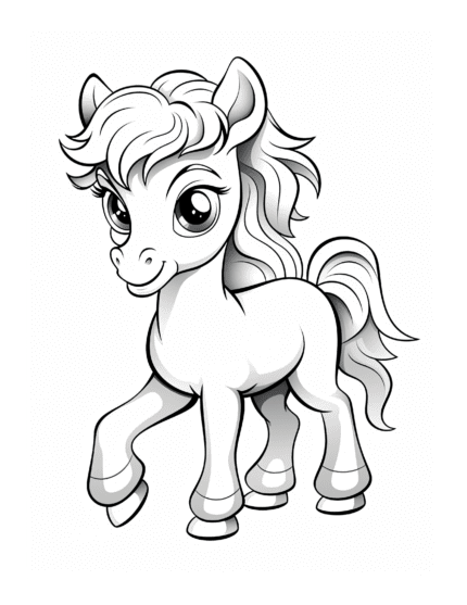 Free Cartoon Horse Coloring Page 18