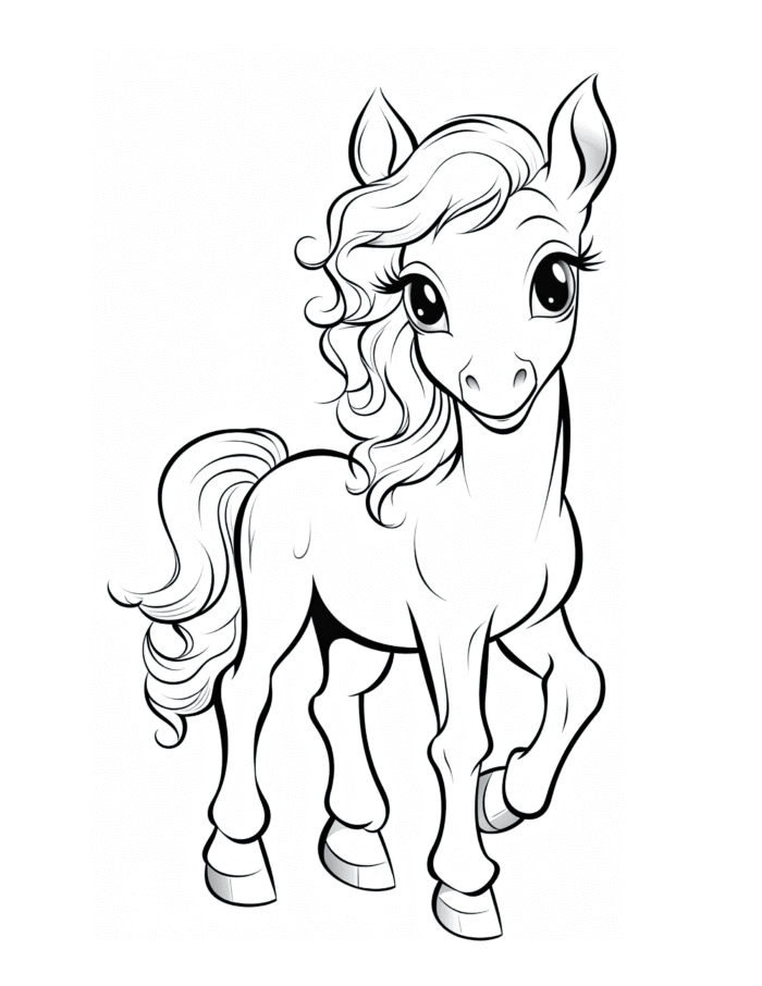 Free Cartoon Horse Coloring Page 19