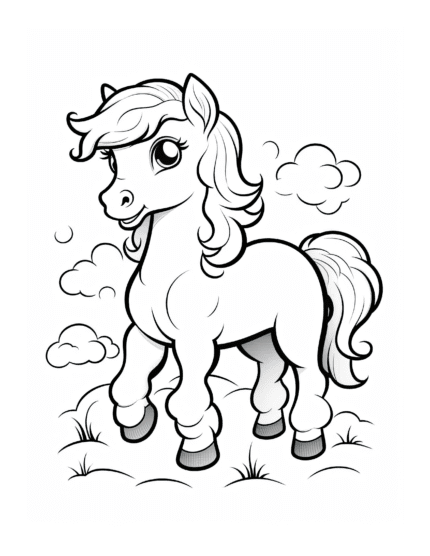 Free Cartoon Horse Coloring Page 20