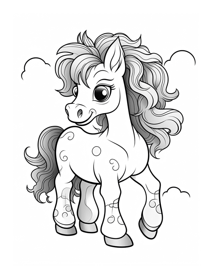 Free Cartoon Horse Coloring Page 21