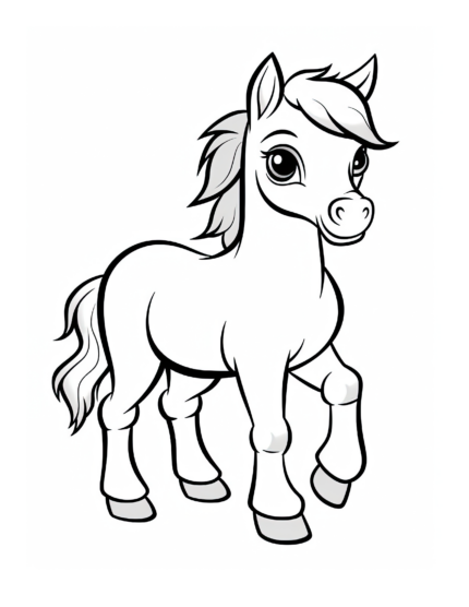 Free Cartoon Horse Coloring Page 22