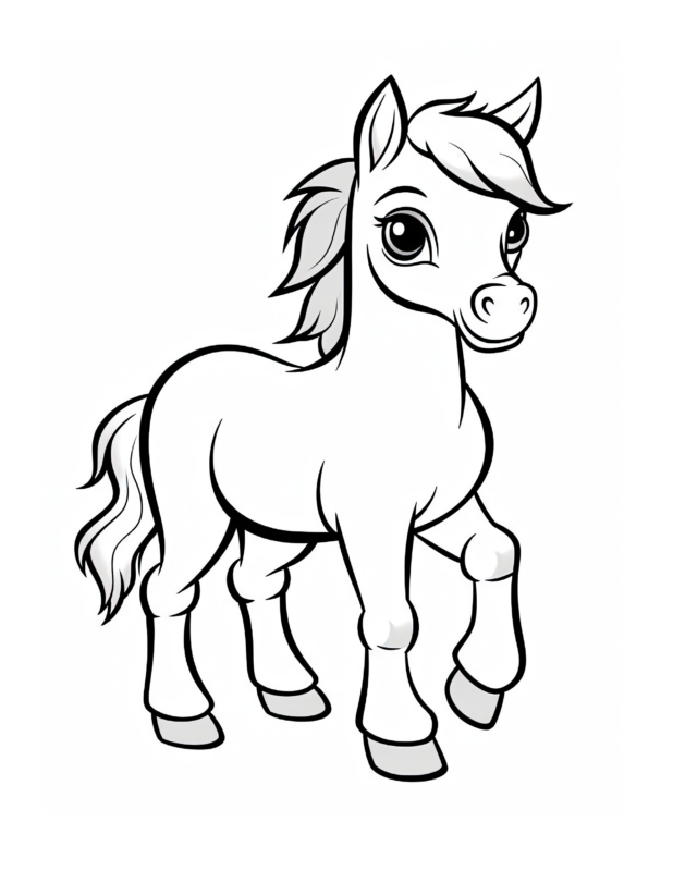 Free Printable Adorable Sidekick - Horse Coloring Page For Kids And Adults