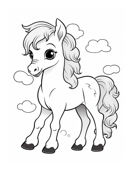 Free Cartoon Horse Coloring Page 24
