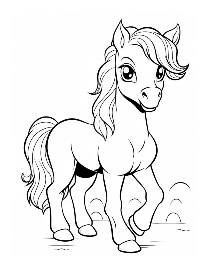 Free Cartoon Horse Coloring Page 25