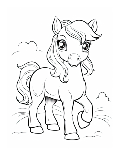 Free Cartoon Horse Coloring Page 26