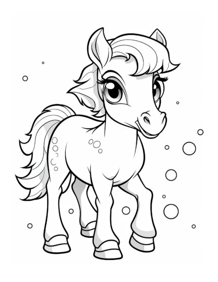 Free Cartoon Horse Coloring Page 27