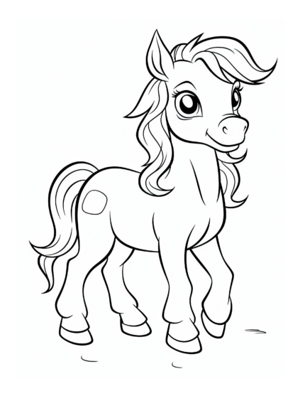 Free Cartoon Horse Coloring Page 28