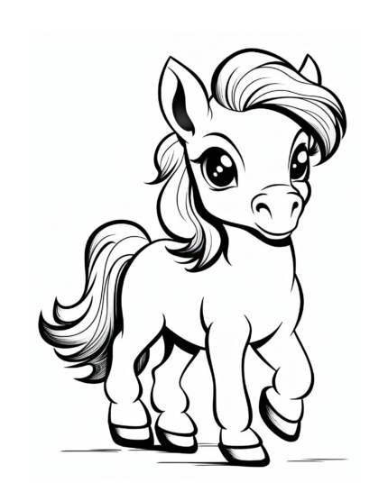 Free Cartoon Horse Coloring Page 29