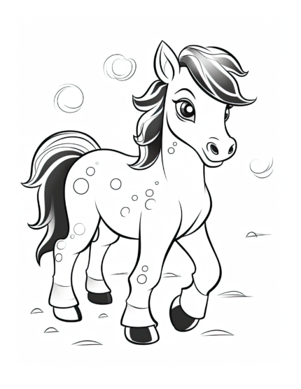 Free Cartoon Horse Coloring Page 30