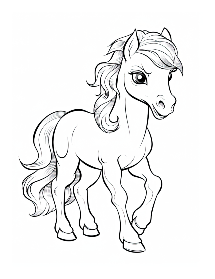 Free Cartoon Horse Coloring Page 31