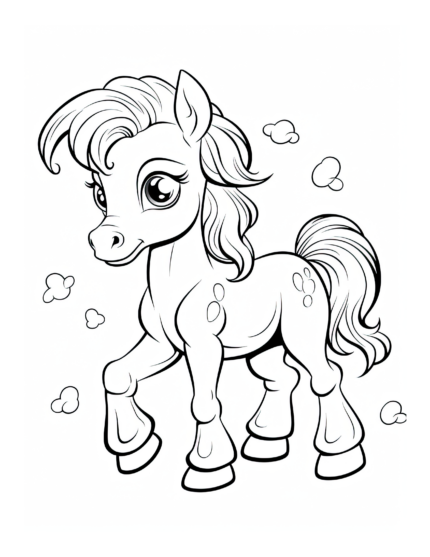 Free Cartoon Horse Coloring Page 32