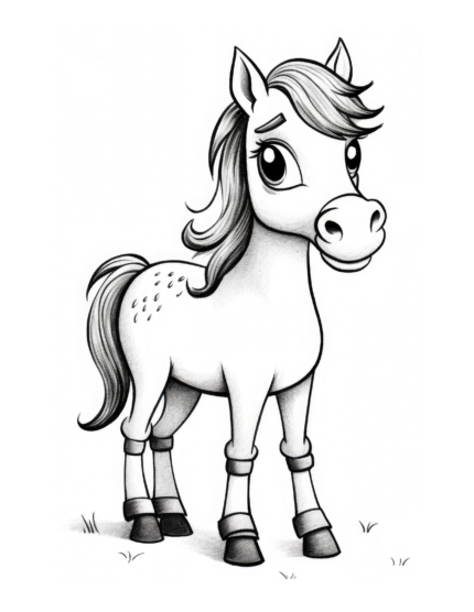 Free Cartoon Horse Coloring Page 33