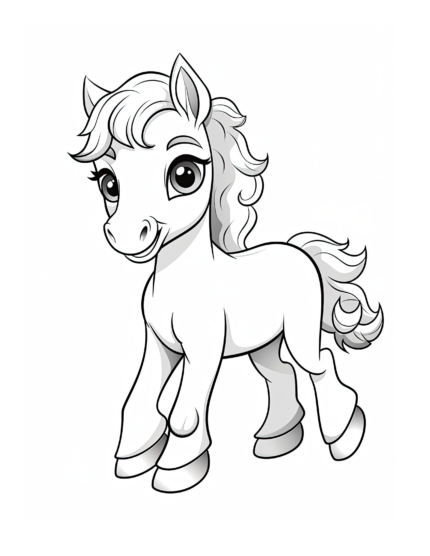 Free Cartoon Horse Coloring Page 35