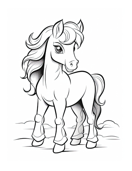 Free Cartoon Horse Coloring Page 36