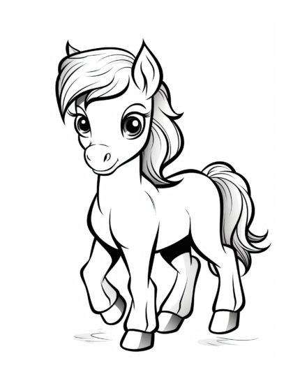 Free Cartoon Horse Coloring Page 38