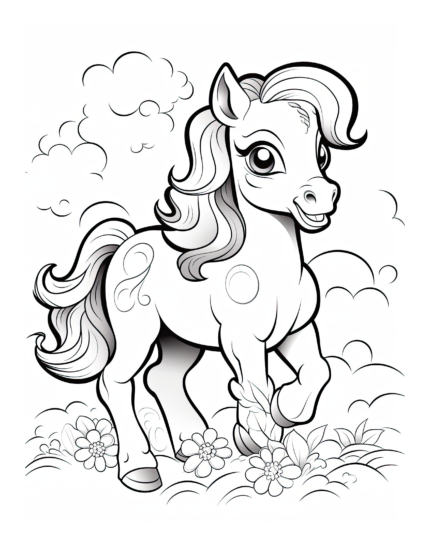Free Cartoon Horse Coloring Page 39