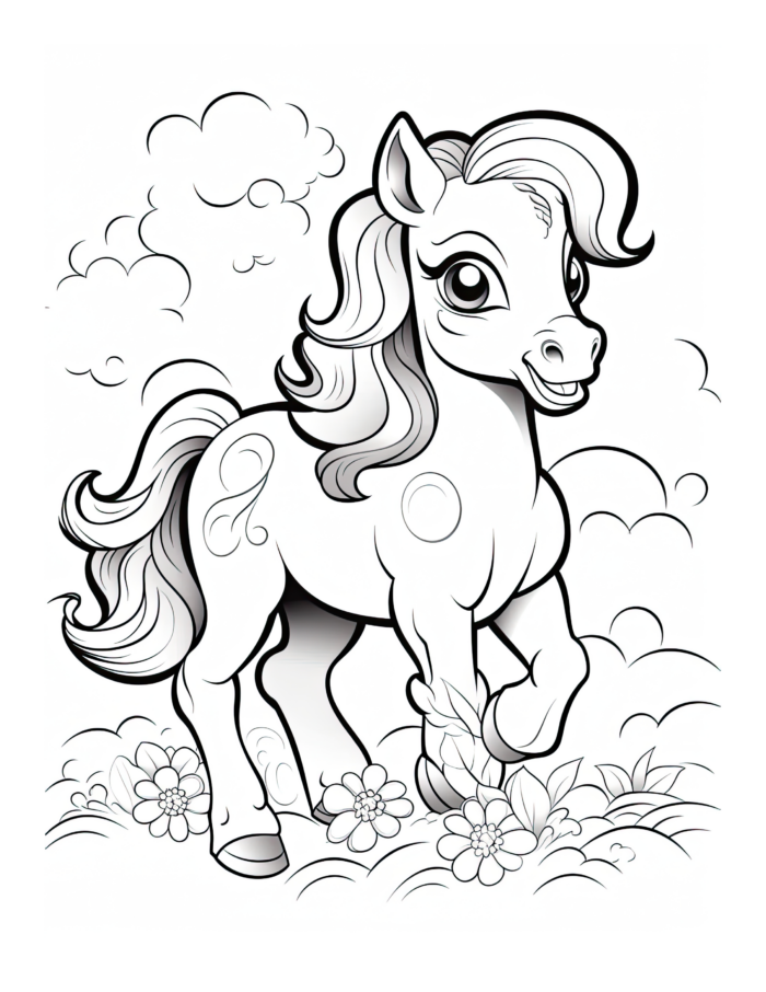 Free Cartoon Horse Coloring Page 39