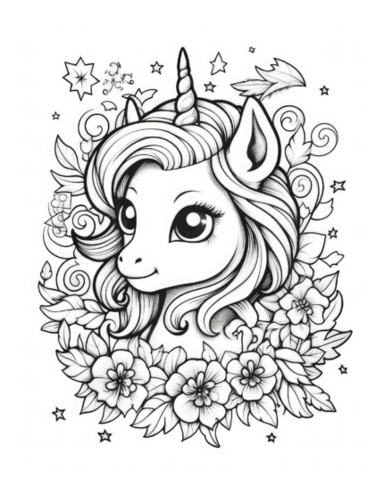 Radiant Unicorn Coloring Page