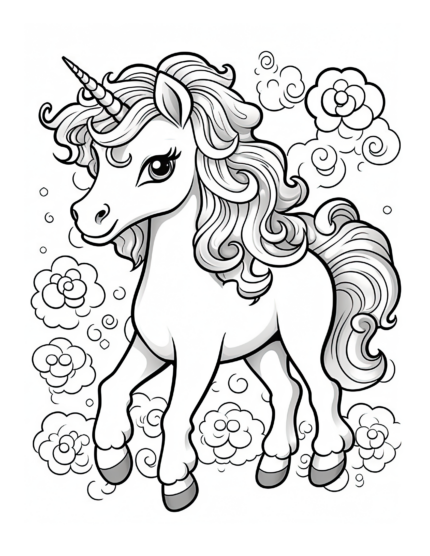 Standing Straight Unicorn Coloring Page