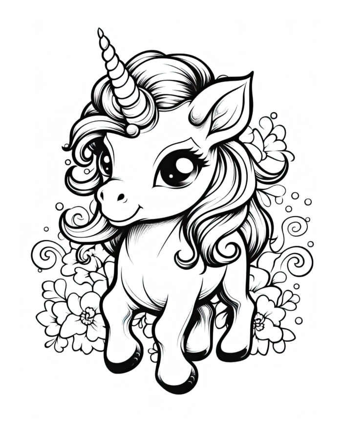 Delicate Unicorn Coloring Page