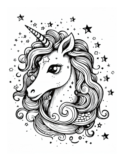 Free Cartoon Unicorn Coloring Page 51