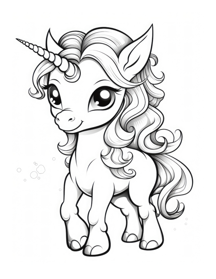 Sweet Unicorn Coloring Page