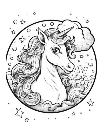 Dreamscape Unicorn Coloring Page