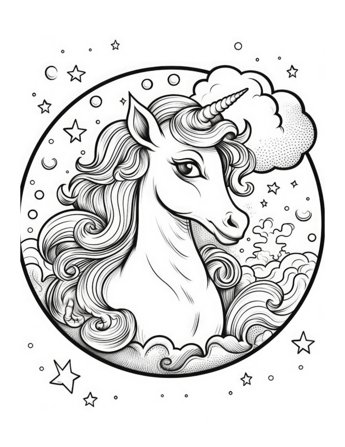 Dreamscape Unicorn Coloring Page