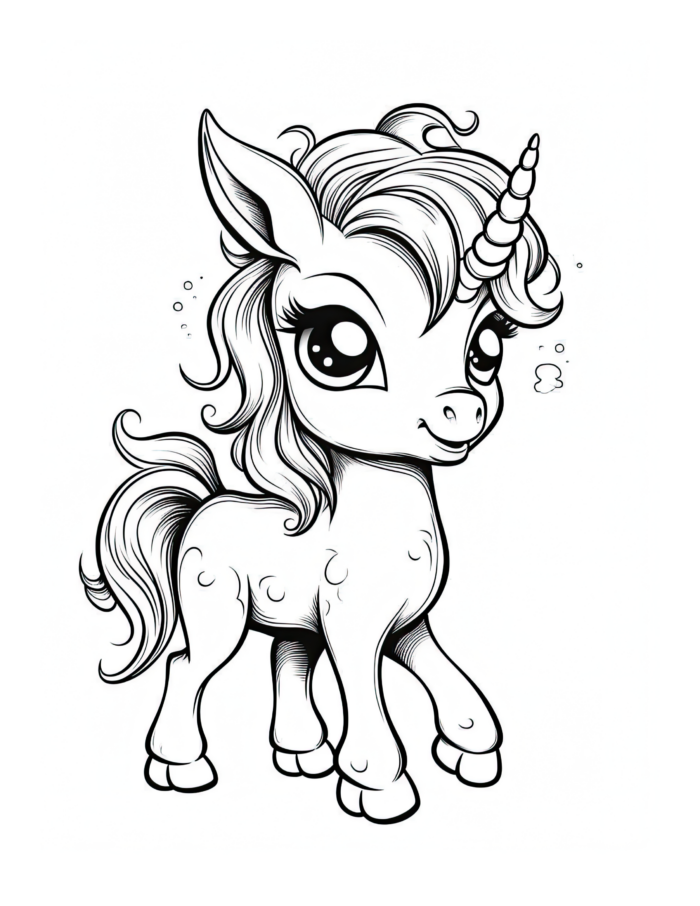 Charming Unicorn Coloring Page