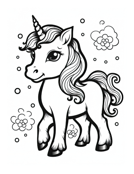 Unicorn Standing Coloring Page