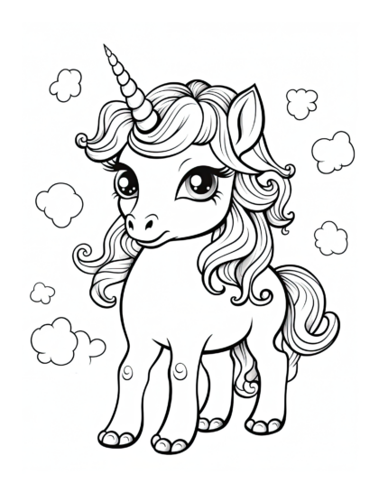 Girl Unicorn Coloring Page