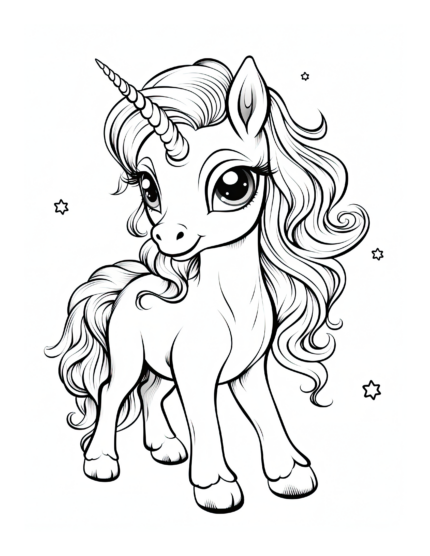 Little Unicorn Coloring Page