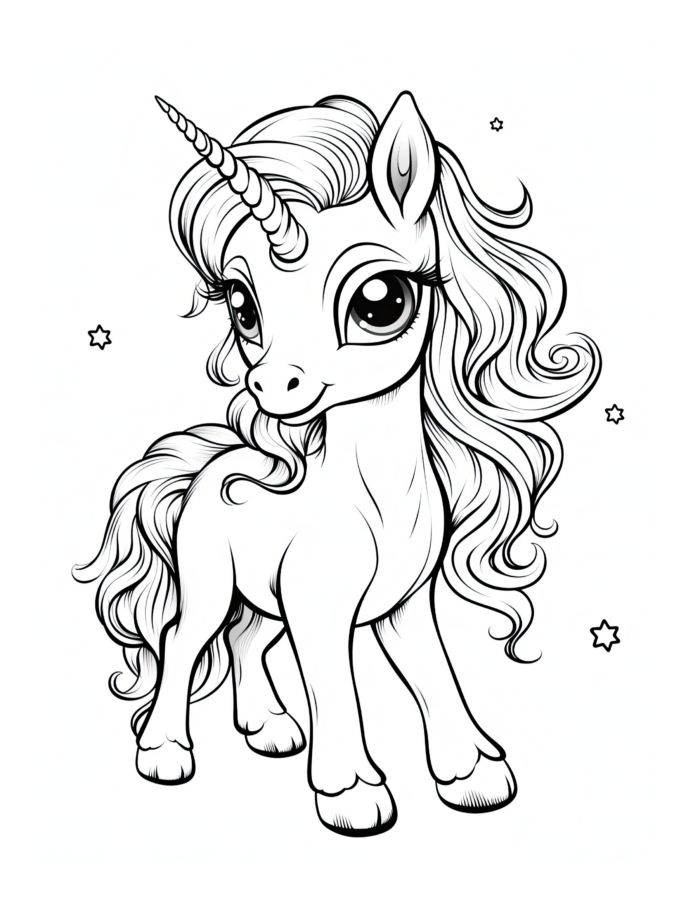 Little Unicorn Coloring Page