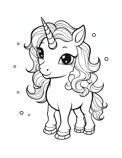 Shy Unicorn Coloring Page