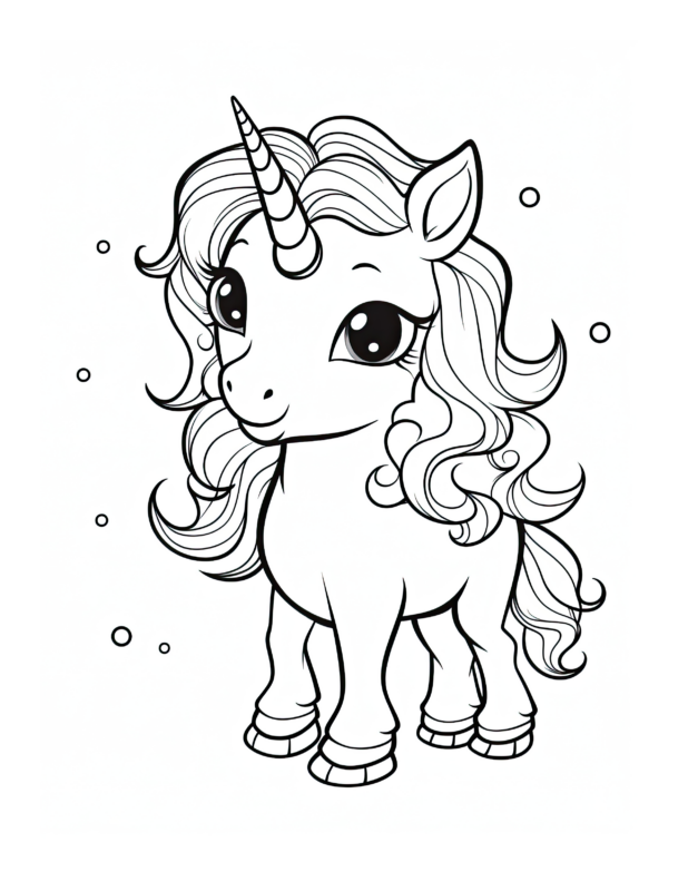 Shy Unicorn Coloring Page