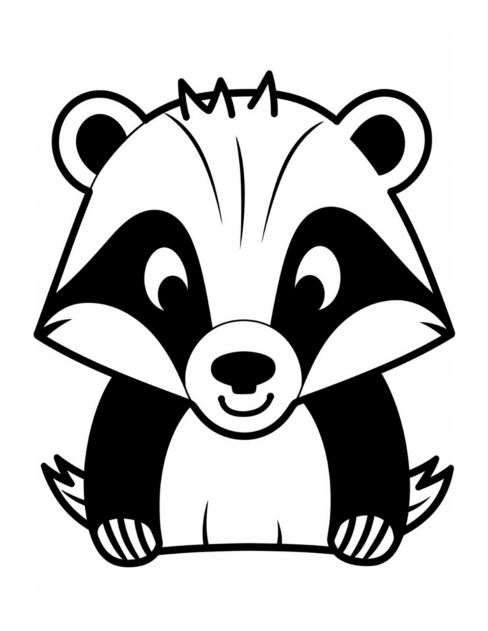 Free Cute Raccoon Animal Coloring Page 25