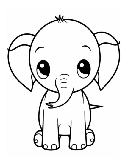 Free Cute Cartoon Elephant Coloring Page for Kids