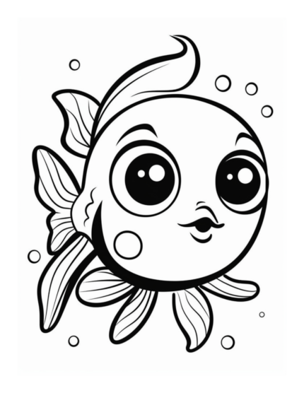 Free Cute Fish Coloring Page for Kids