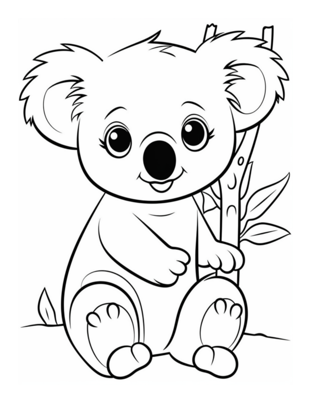 Free Printable Eucalyptus Dreamer - Koala Coloring Page For Kids And Adults