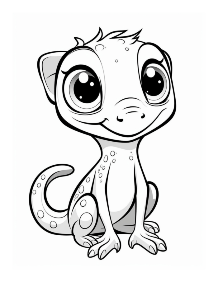 Free Cute Lizard Animal Coloring Page 61