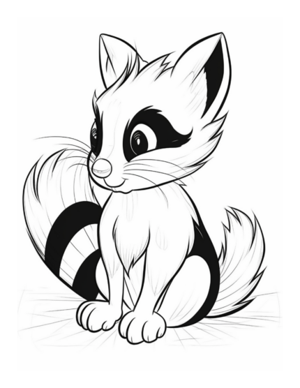 Free Cute Racoon Animal Coloring Page 65