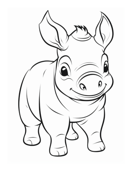 Free Cute Hippo Animal Coloring Page 71