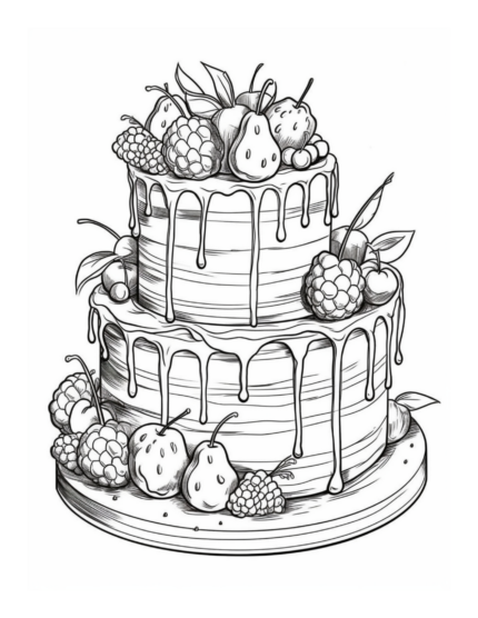 Free Strawberry Dessert Coloring Page 17