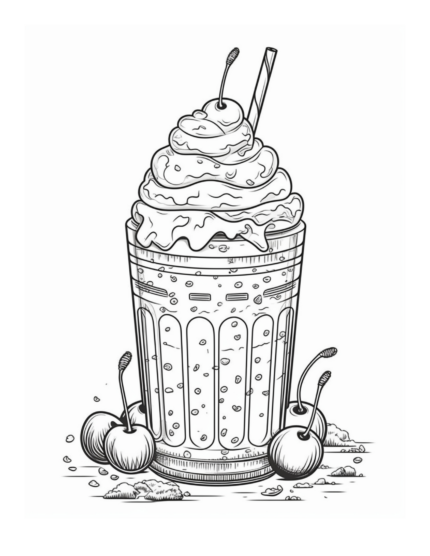 Ice Cream Shake Free Dessert Coloring Page
