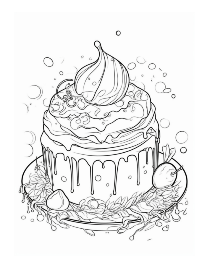 Free Cherry Cake Coloring Page