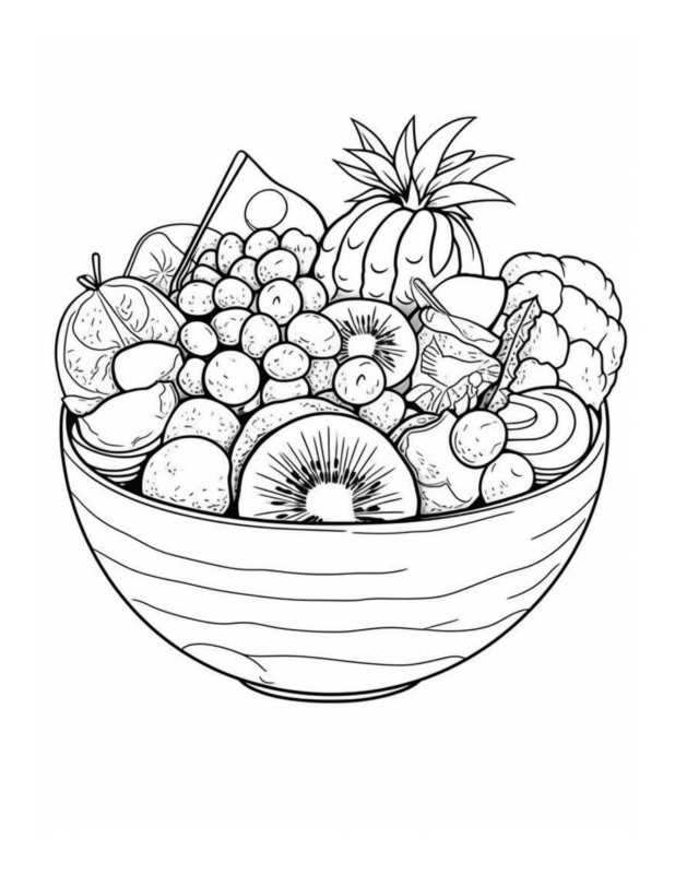 Free Printable Fruitful Fusion - Dessert Coloring Page For Kids And Adults